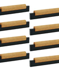 Eight Pack Black Wood T Bar Drawer Pulls for Cabinets Wardrobe Kitchen Dresser Hardware 3.78 Inch Hole Spacing, natural wood with aluminum base