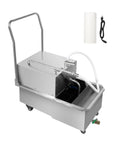 Javogan 550w Commercial Fryer Oil Filter Machine With Cart For Kitchen, stainless steel design, includes filter papers and hose.