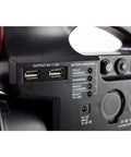 Close-up of PowerTank 12V Telescope Battery Pack Off Grid Ready with USB ports and charging indicators.