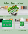 Harvest Elite Indoor Garden Hydroponic System With LED Grow Light And Seed Kit accessories including pods, guide, and plant food