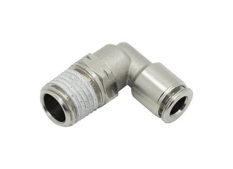 Push To Connect Tube Fitting Elbow 1/4 Inch Tube OD To 1/8 Inch NPT Male Elbow PN15 Series Full Metal