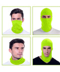 3 Pack Fluorescent Green Balaclava Full Face Mask For Outdoor Cycling And Bike Riding Soft Polyester Breathable Headwear