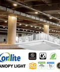 LED Canopy Light With Three Wattage Settings Dope Bright 63W 45W 30W Selectable 4000K Or 5000K 9360 Lumens Dimmable UL Listed