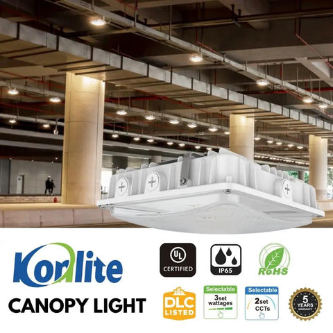 LED Canopy Light With Three Wattage Settings Dope Bright 63W 45W 30W Selectable 4000K Or 5000K 9360 Lumens Dimmable UL Listed