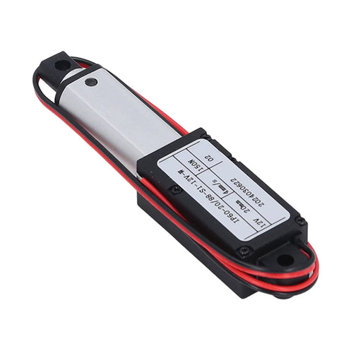 Heavy Duty 12v Electric Linear Actuator With Smooth Push Pull Rod For Home Automation And Diy Garage Upgrades angle view showing aluminum housing and wiring connections.