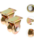 Two Pack Beefy Heavy Duty Steel Pulley Block Swivel Wheel Set For Sliding Doors Track Systems Barn Gates And Garage Applications V Shaped Groove Wheel Replacement Part