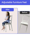 Set Of Twelve Adjustable Furniture Levelers With 1/4 20 Unc Thread Table Feet And Chair Glides To Fix Wobbly Legs In No Sweat Fashion For A Butter Smooth Ride And Zero Wobble Everyday, after and before images.
