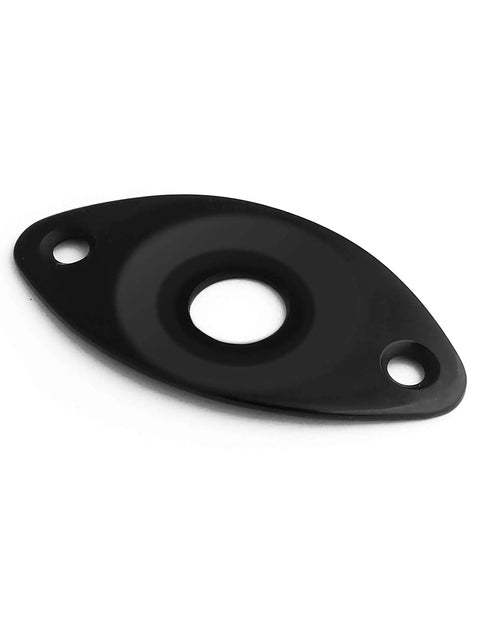 Fresh Curved Oval Guitar Output Jack Socket Plate With Sleek Black Finish And Included Mounting Screws for Les Paul Jackson Bass Rig