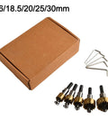 Top Notch 5 Piece Hole Saw Set With Pilot Bits For Stainless Steel Metal Aluminum Alloy Cutting Kits Gold HSS High Speed Steel Durable Tools, 16/18.5/20/25/30mm