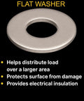 Flat washer, 304 stainless steel, metallic silver, front view