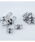 Stainless Steel Concealed Cross Folding Door Hinge Heavy Duty Load Rugged Hidden Double Spring Hinge For Furniture Hardware No7 Size