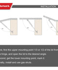 Installation guide for 20 Inch Gas Strut Lift Support 40Lb for RV Camper Motorhome Boat Doors Hatches Cabinets.