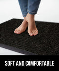 Feet on black Beefy Heavy Duty Door Mat For High Traffic Areas Waterproof Traffic Guard Entryway Rug With Rubber Backing