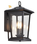 Two Light Outdoor Wall Sconce In Matte Black And Gold Finish With Clear Glass Weather Resistant Aluminum Exterior Lantern For Patio Porch Lighting Easy Install Open Bottom For Quick Bulb Change Includes Mounting Hardware 40W Max