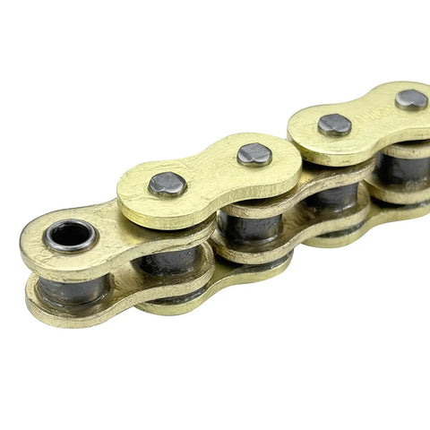 Close-up of 520 Beefed Up Heavy Duty Drive Chain with O Ring, highlighting metallic links and robust construction for off-road vehicles.