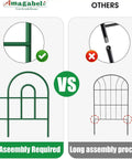 Comparison of No Dig Rustproof Metal Garden Fence Kit vs other fences, highlighting easy no-assembly and rustproof design.