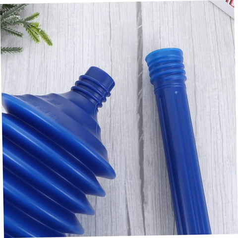 Heavy Duty Accordion Toilet Plunger For Bathroom Use High Pressure Blue Pvc Bellows Tool to blast away stubborn clogs fast close-up.