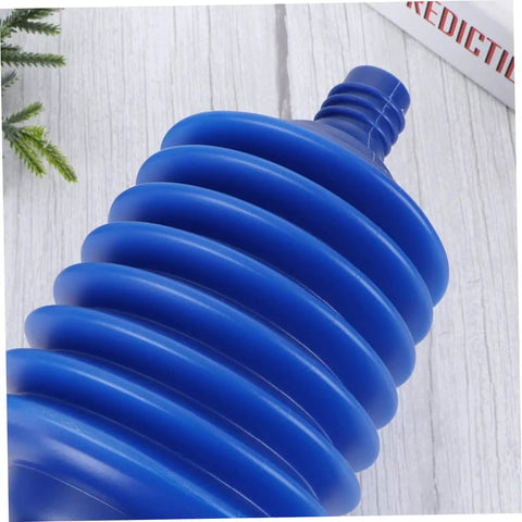 Heavy Duty Accordion Toilet Plunger For Bathroom Use High Pressure Blue Pvc Bellows Tool with a close-up of blue sections for blockage removal.