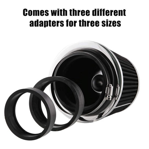 Universal Clamp On Air Intake Filter Kit For Cars And Motorcycles With Three Size Adapters 3In 3Point5In 4In High Performance
