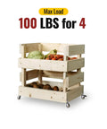 Wooden crate planter with side mount caster wheels, holds 100 lbs, showcasing Side Mount Caster Wheels 1.25 Inch Heavy Duty L Shaped Plate.