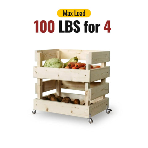 Wooden crate planter with side mount caster wheels, holds 100 lbs, showcasing Side Mount Caster Wheels 1.25 Inch Heavy Duty L Shaped Plate.
