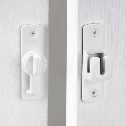 Matte White Barn Door Lock Latch Set 90 To 180 Degree Right Angle Gate Lock For Cabinets Bathrooms And Sliding Doors Aluminum Alloy Heavy Duty Hardware Space Saving Door Security