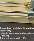 Slab Flattening Router Sled Kit With Rail Jig For Easy End Grain Boards And Epoxy Slabs, wood slab secured for milling