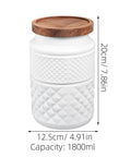 Dope Vintage Matte White Glass Canisters Set With Solid Wood Airtight Lids For Coffee Beans Tea And Grains Large capacity 1800ml jar.