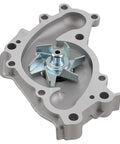 Close-up of a water pump from Beefed-Up Timing Belt Water Pump Kit With Mechanical Tensioner Direct Replacement For Lexus ES300 ES330 RX330 RX400h And Toyota Camry Sienna Highlander Solara 3.0L 3.3L V6 1994 2010.