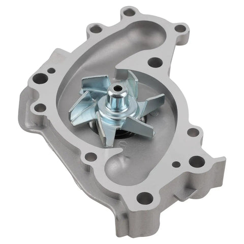 Close-up of a water pump from Beefed-Up Timing Belt Water Pump Kit With Mechanical Tensioner Direct Replacement For Lexus ES300 ES330 RX330 RX400h And Toyota Camry Sienna Highlander Solara 3.0L 3.3L V6 1994 2010.