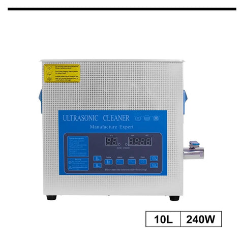 Hualuck 10L Ultrasonic Cleaner Machine With Heater And Degas Function Digital Timer Touch Control front view with LED display.