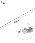 Set Of 5 Grade 304 M3 X 350mm Fully Threaded Stainless Steel Rods Right Hand Long Screws Heavy Duty Workhorse Hardware for DIY projects.