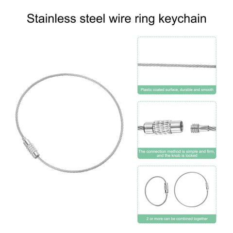 50 Pack Wire Keychain Cables 12 Inch Plastic Coated 1.5mm Stainless Steel Key Ring Loops For Hanging Luggage Tags And ID Tags And Travel Accessories Silver