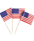 100 Pack American Flag Toothpick Flags For Cocktails And Cupcakes Wood Sticks With Paper Flags Mini Flag Picks For Party Decor