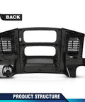 Front view of PIT66 dash center radio bezel trim panel with storage box, solid black for Dodge Ram 1500/2500/3500.