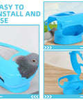 Sky-blue Pigeon Injection Holder Fixed Frame Rack for easy feeding and quick observation, with pigeon securely inside.