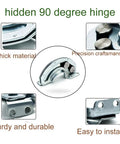 Close-up of Industrial Grade Concealed 90 Degree Cabinet Hinge Set for Electromechanical Equipment Cabinets and Server Racks.