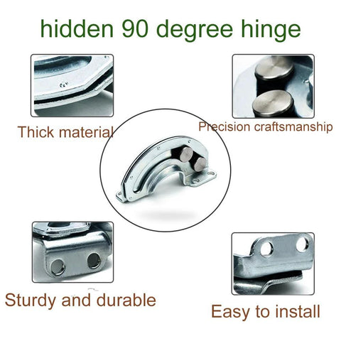 Close-up of Industrial Grade Concealed 90 Degree Cabinet Hinge Set for Electromechanical Equipment Cabinets and Server Racks.