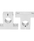 Two Pack SK25 Aluminum Linear Motion Rail Clamping Guide Support for 25mm Shaft shown side by side, made from corrosion-resistant aluminum.