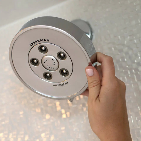 Hand adjusting Neo Anystream High Pressure Adjustable Shower Head 2.5 GPM Polished Chrome with Custom Spray Patterns