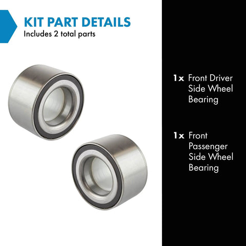 Front Wheel Bearing Set For 2005-2019 Toyota Tacoma Driver Side And Passenger Side Replacement Kit Includes Both Bearings And Direct Fit For Easy DIY Installation, showing two bearings on a white background.