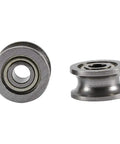 U Groove Pulley Wheel Roller Bearing Set 10 Pcs U624zz 0.51 Inch OD U Type Guide Pulley Carbon Steel Built To Last For Window Door Linear Motion System Smooth Grease Filled Operation, front and side view