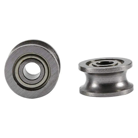 U Groove Pulley Wheel Roller Bearing Set 10 Pcs U624zz 0.51 Inch OD U Type Guide Pulley Carbon Steel Built To Last For Window Door Linear Motion System Smooth Grease Filled Operation, front and side view
