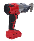 Jiawu Cordless Electric Metal Shears With 360 Degree Rotating Head And Variable Speed Control, red and black design, ergonomic grip.