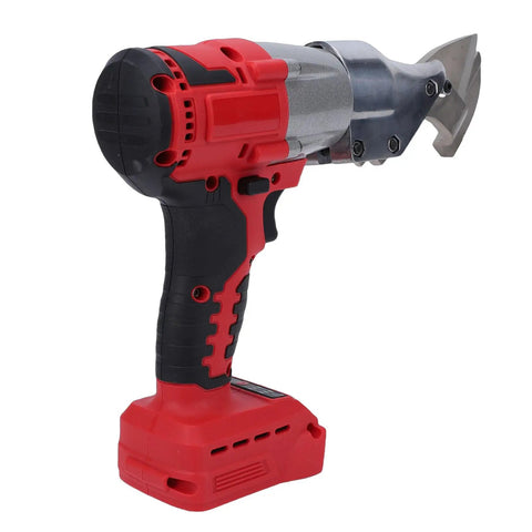 Duokon Cordless Metal Shears With 360 Rotating Head, Electric Scissors For Cutting Stainless Steel And Aluminum, red and black handheld design.