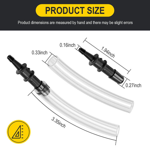 Manometer tube adapter set, clear flexible tubes with black plastic connectors for gas appliances, 2-pack.