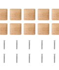 10 Piece Wooden Dresser And Cabinet Pulls Set For Closet And Drawer Handles Square Solid Wood Knobs Bamboo Vintage Style Furniture Hardware Durable And Easy To Install, showing square wooden knobs and screws.