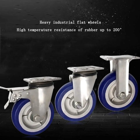 Pro Grade Rubber Castor Wheels With Rolls Like Butter Swivel Design And Thickened Bearings For Quiet Cart Gliding And Floor Safe Heavy Duty Moving Every Single Day, heavy industrial flat wheels with high temperature resistance.