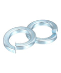 Two Size 10 Split Lock Washers, carbon steel, zinc plated, part of 100 count Heavy Duty Carbon Steel Zinc Plated Spring Locking Rings set.