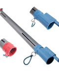 Dual Function Aluminum Golf Ball Retriever And Ball Setting Tube, lightweight rust proof tool with blue and red ends